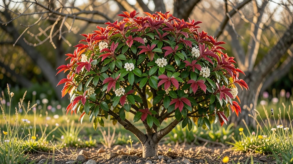 Dwarf Emerald 'n' Gold Hawthorn for Low-Maintenance Red Foliage